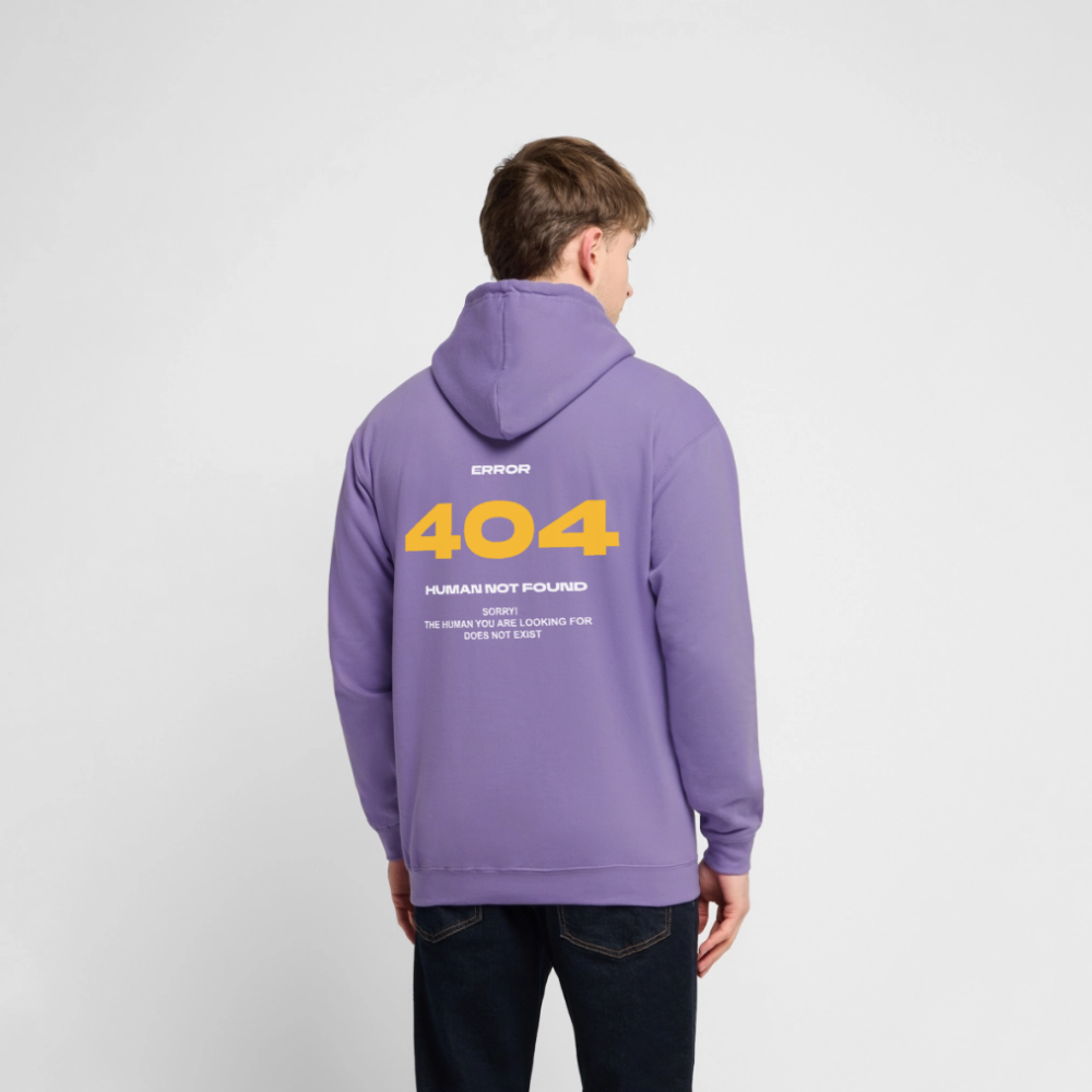 Hoodie Unisex | 404 Human not found | Lawendel | Hochwertig beplottet